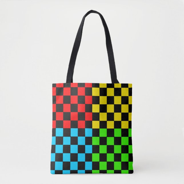 Teckenblocket Checkboard Chess Squares Art Tote Tygkasse (Framsida)