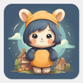 Teckendekalett för baby fyrkantigt klistermärke