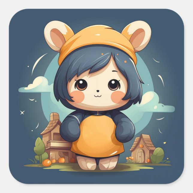 Teckendekalett för baby fyrkantigt klistermärke (Framsida)