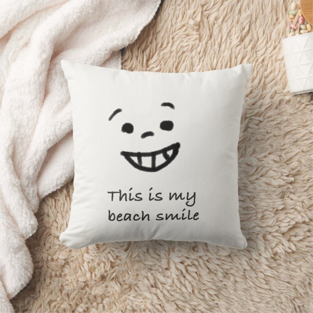 Teckendesign för Cute Beach Älskare Smile Doodle A Kudde (Filt)