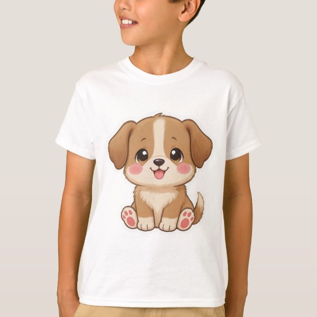 Teckendesign för Cute Kawaii Puppy T Shirt (Framsida)
