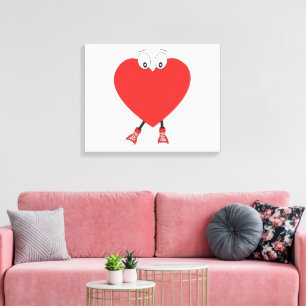 Teckendesign för röd, röd, Kärlek Canvastryck