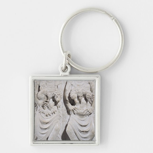 Teckenet av Leo och vädur Fyrkantig Silverfärgad Nyckelring (Framsidan)