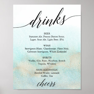 Teckenförklaring för Drink-menyn för vattenfärgen  Poster