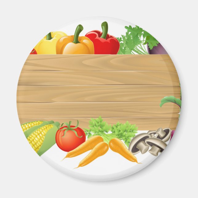 Teckenillustration av vegetabiliskt trä magnet (Framsidan)