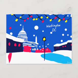 Teckenillustration för Washington DC Art Deco Stil Vykort