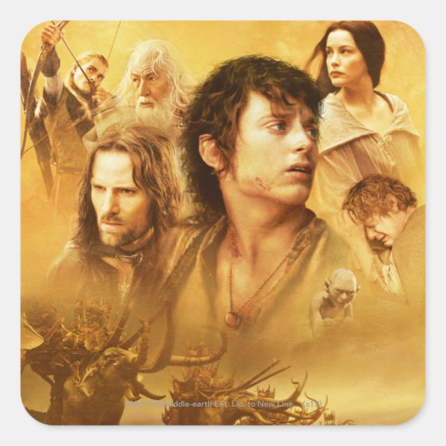 Teckenkollage Fyrkantigt Klistermärke (Framsida)