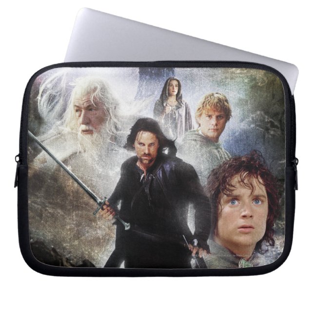Teckenkollage RINGAR LORD Laptop Sleeve (Framsidan)