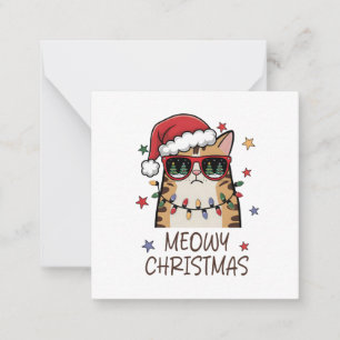 Teckenkort för den fina jultomten "Meowy jul" Anteckningskort