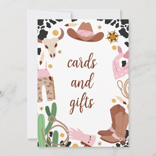 Teckenkort för Rustic Rosa First Rodeo Birthday Me Inbjudningar (Framsida)