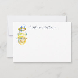 Teckenkort för tropisk fiskstation i vattenfärg anteckningskort