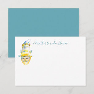 Teckenkort för tropisk fiskstation i vattenfärg anteckningskort