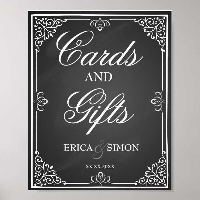 Teckenkort och presentkort från bröllop bord poster (Framsidan)