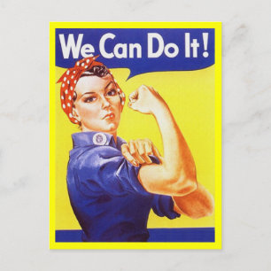Teckenkort Rosie Riveter Patriotic WWII Krig Vykort