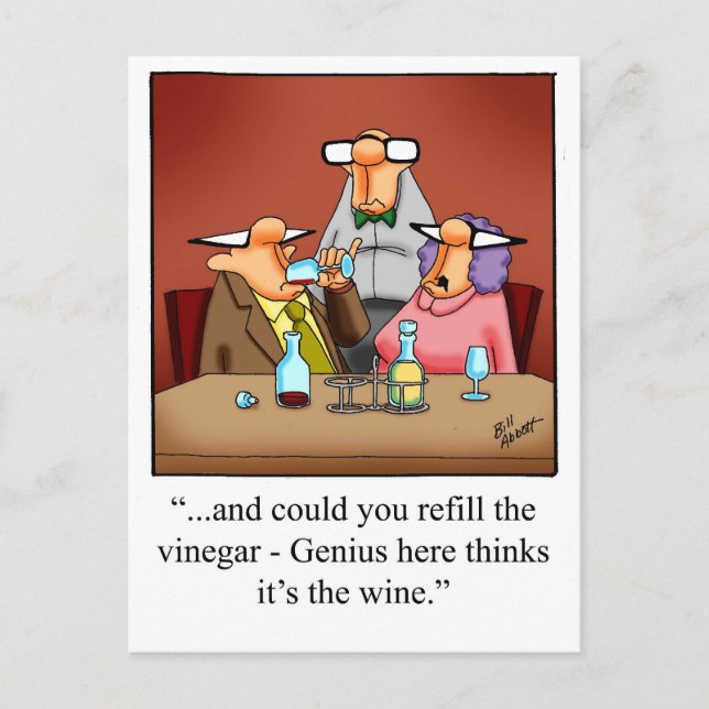 Teckenkort "Spectickles" för Vin Humor Vykort (Framsida)