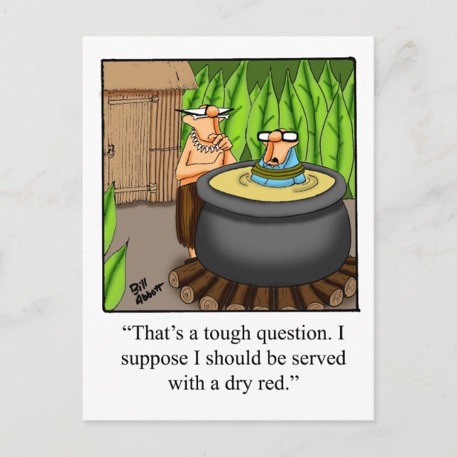 Teckenkort "Spectickles" för Vin Humor Vykort (Framsida)