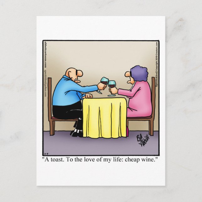 Teckenkort "Spectickles" för Vin Vykort (Framsida)