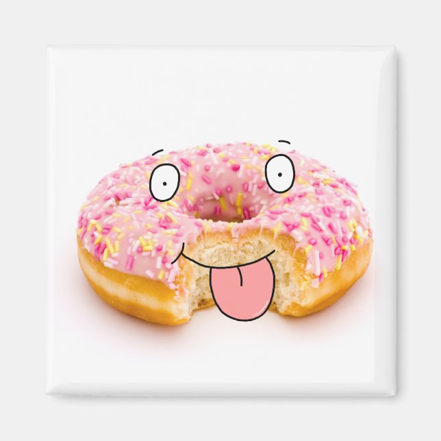 Teckenmagnet Cute lycklig rosa doughnut Magnet (Framsidan)