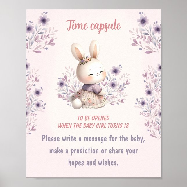 Teckenmatchning för vår Girl Baby Shower Time Caps Poster (Framsidan)