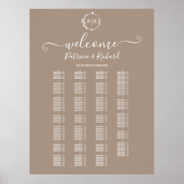 Teckenskylt för monogram alfabetiskt placeringsdia poster