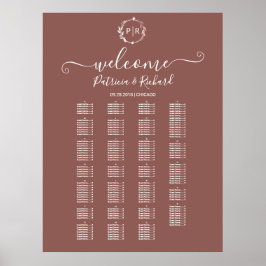 Teckenskylt för monogram alfabetiskt placeringsdia poster