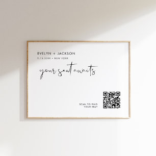 Teckenskylt för STELLA Bröllop-sätesdiagram QR QR- Poster