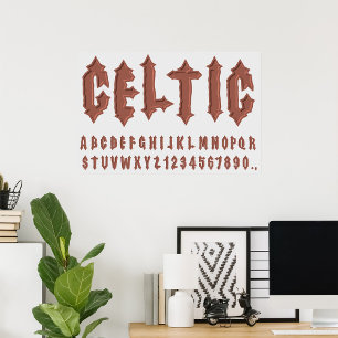 Teckensnitt för keltiskt alfabet poster