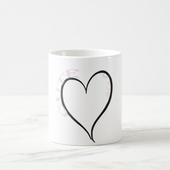 Teckensnitt för Rosa av ljus men Psycho Black Hear Kaffemugg (Center)