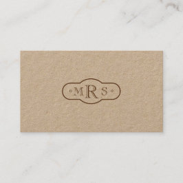Teckensnitt med monogrammed Retro Bistre Visitkort