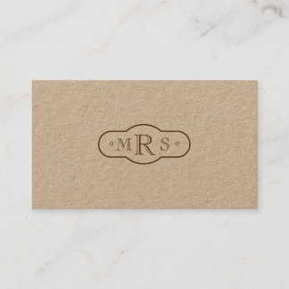 Teckensnitt med monogrammed Retro Bistre Visitkort
