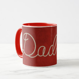 Teckensnittet pappa på rött mugg