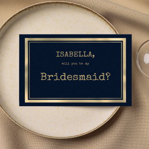 Teckensnittet rustik Bridesmaid, blått guld Inbjudningar