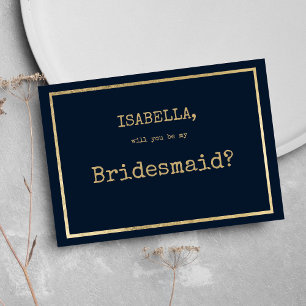 Teckensnittet rustik Bridesmaid, blått guld Inbjudningar