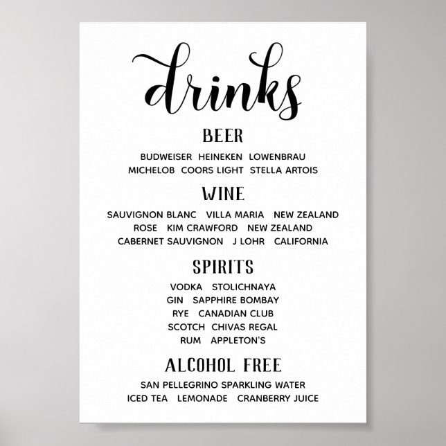 Teckensnittskalligrafi - Klassiskt Pub-menytecken Poster (Framsidan)