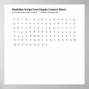 Teckensnittsspecialtecken för Madeline Script, kon Poster