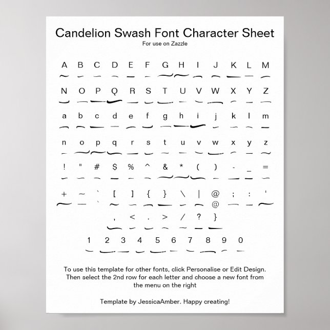 Teckensnittstecken för Candelion Lakan för Zazzle- Poster (Framsidan)