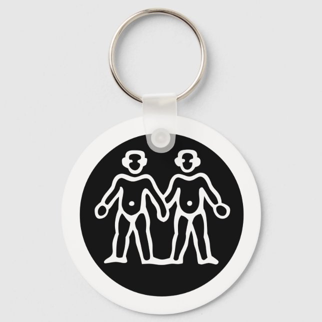 Teckensnittszodiac: GEMINI + Färg och idéer Nyckelring (Framsida)