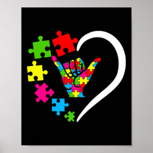 Teckenspråk Asl Kärlek Autism Medvetenhet Dag Kläd Poster