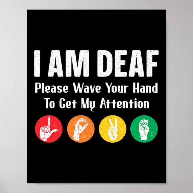 Teckenspråk Handtolk Asl Döv Medvetenhet  Poster (Framsidan)