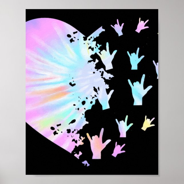 Teckenspråk Hjärtstöd Trendig dövmedvetenhet  Poster (Framsidan)