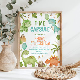 Teckentavla för tids kapsel för pojke med dinosaur poster
