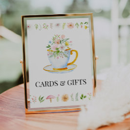 Teckentavla med viskningstema för Tea Time Wildflo Poster