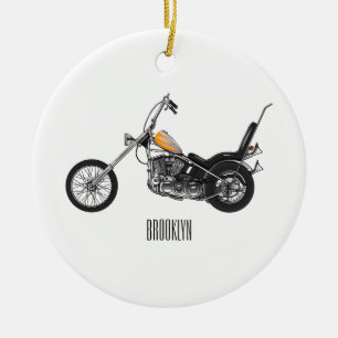 Tecknad 1950 - motorcykel för köpare julgransprydnad keramik