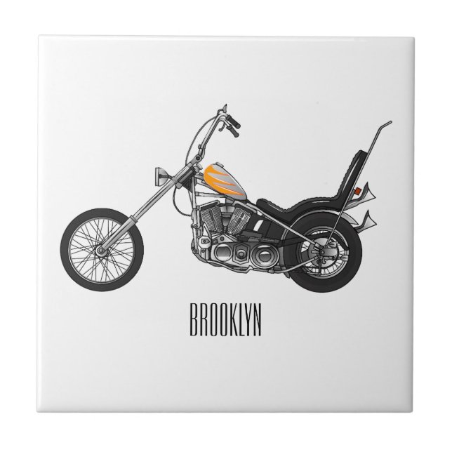 Tecknad 1950 - motorcykel för köpare kakelplatta (Framsidan)