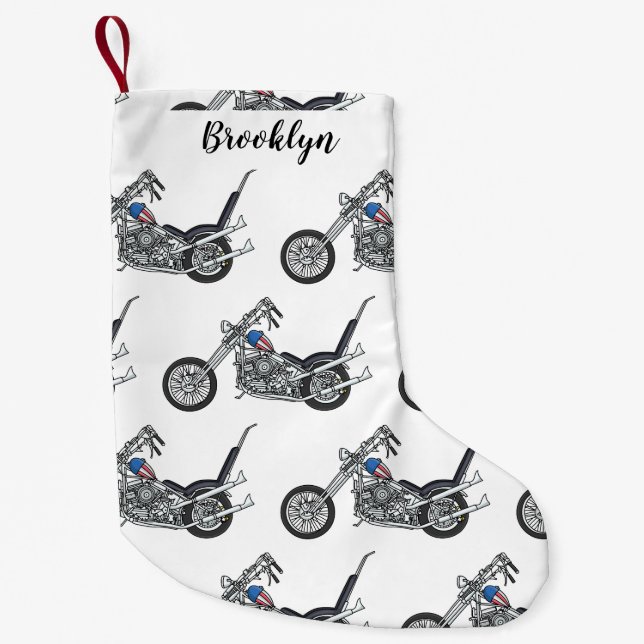 Tecknad 1950 - motorcykel för köpare liten julstrumpa (Framsidan)