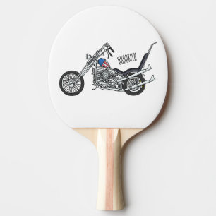 Tecknad 1950 - motorcykel för köpare pingisracket