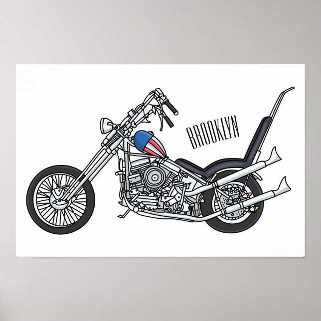 Tecknad 1950 - motorcykel för köpare poster (Framsidan)