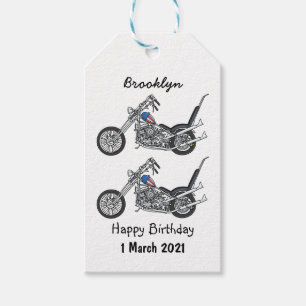 Tecknad 1950 - motorcykel för köpare presentetikett