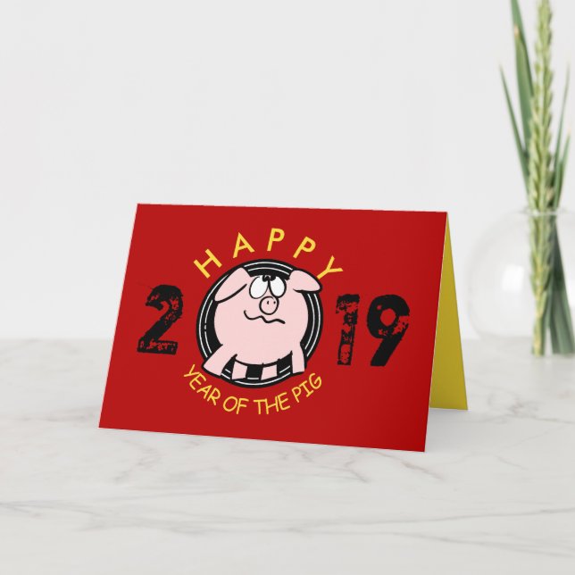 Tecknad 2 Gris Årets anpassningsbar 2019 hälsning Helgkort (Framsida)