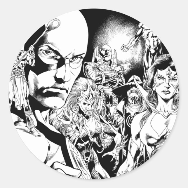 Tecknad 2 i svartvitt runt klistermärke (Framsida)